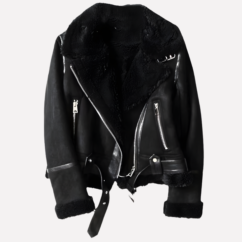 Warm Fleece Lined Women's Jacket with Waist Belt