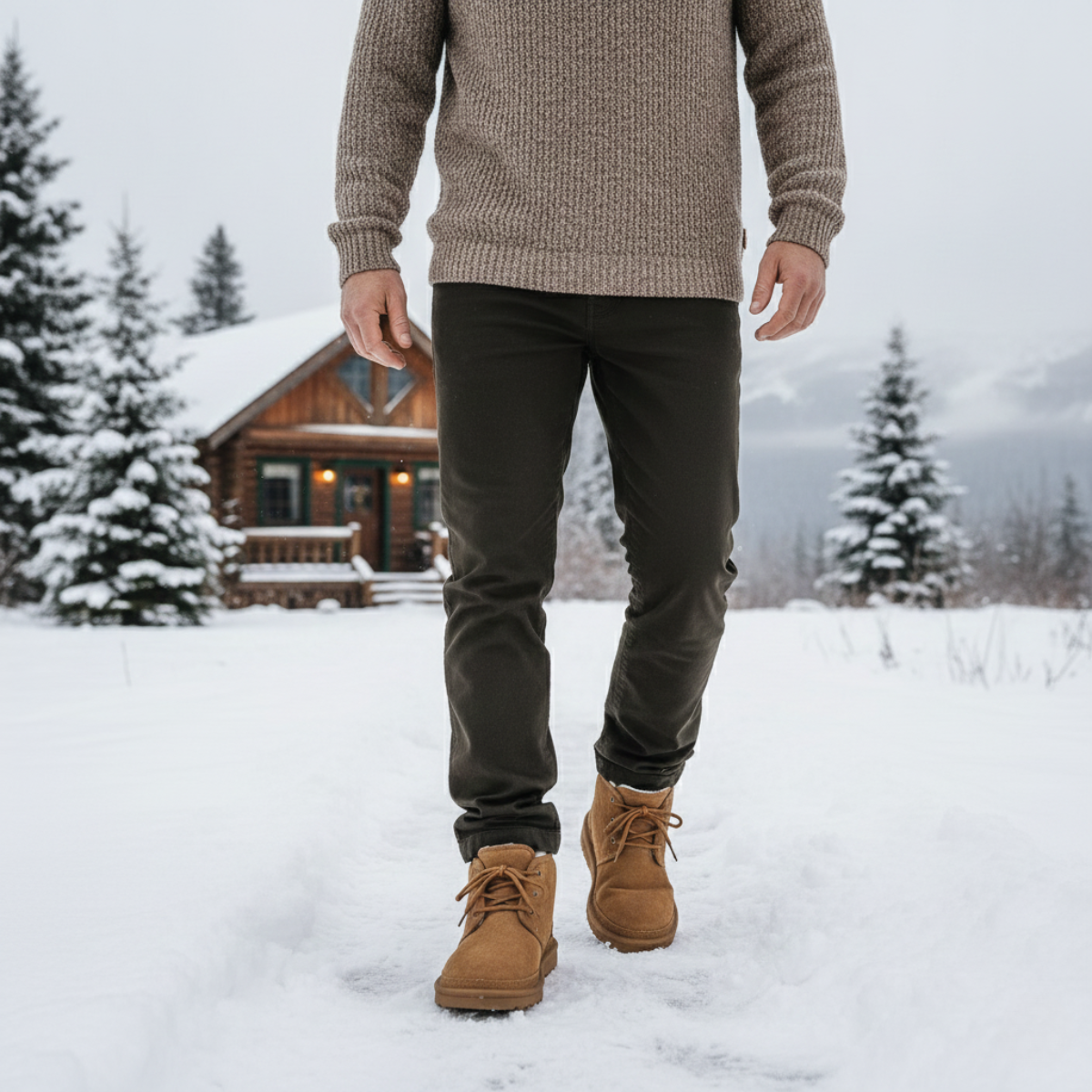 Insulated Men's Waterproof Fur Lined Snow Boots