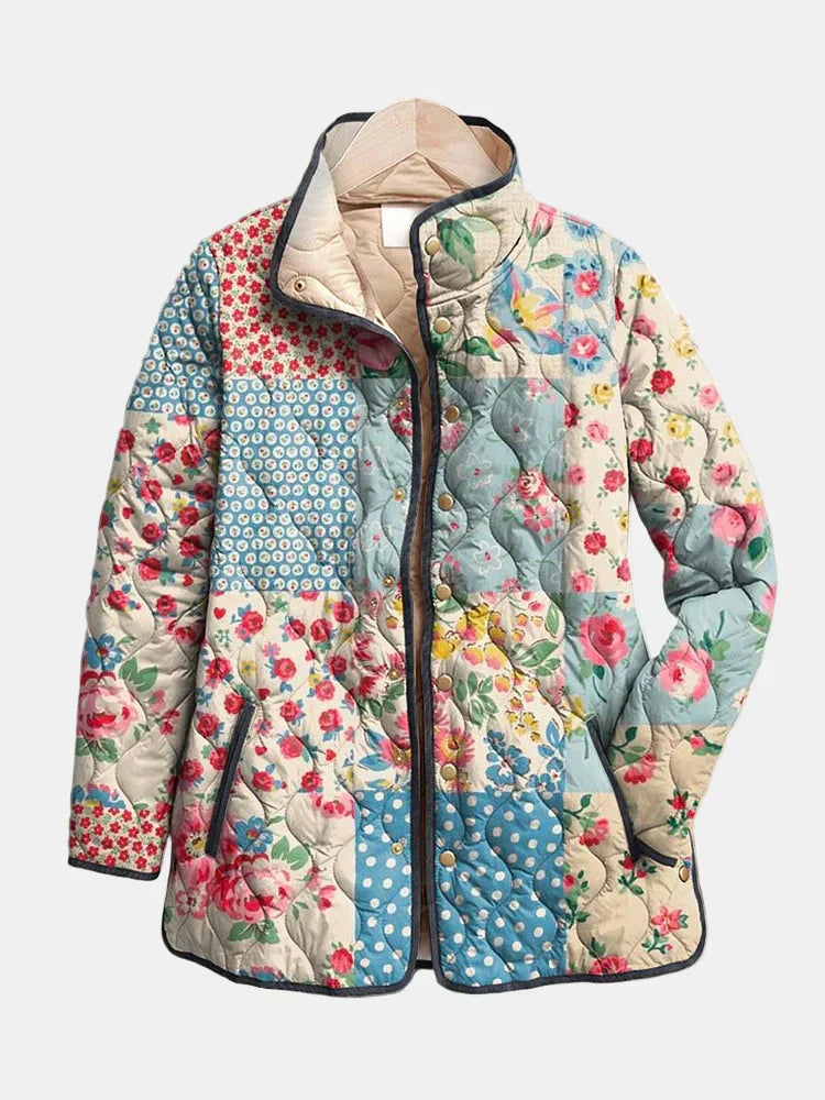 Pretty Flower Padded Coat - Olytrend