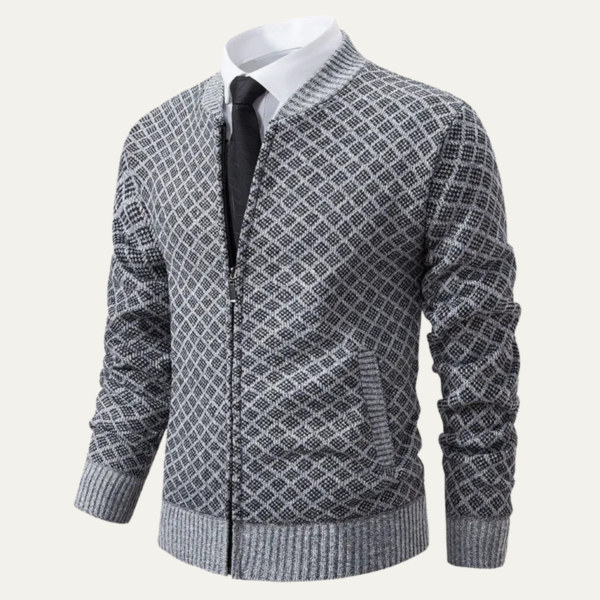 Men's Cable Knit Zipper Sweater Cardigan - Nocini