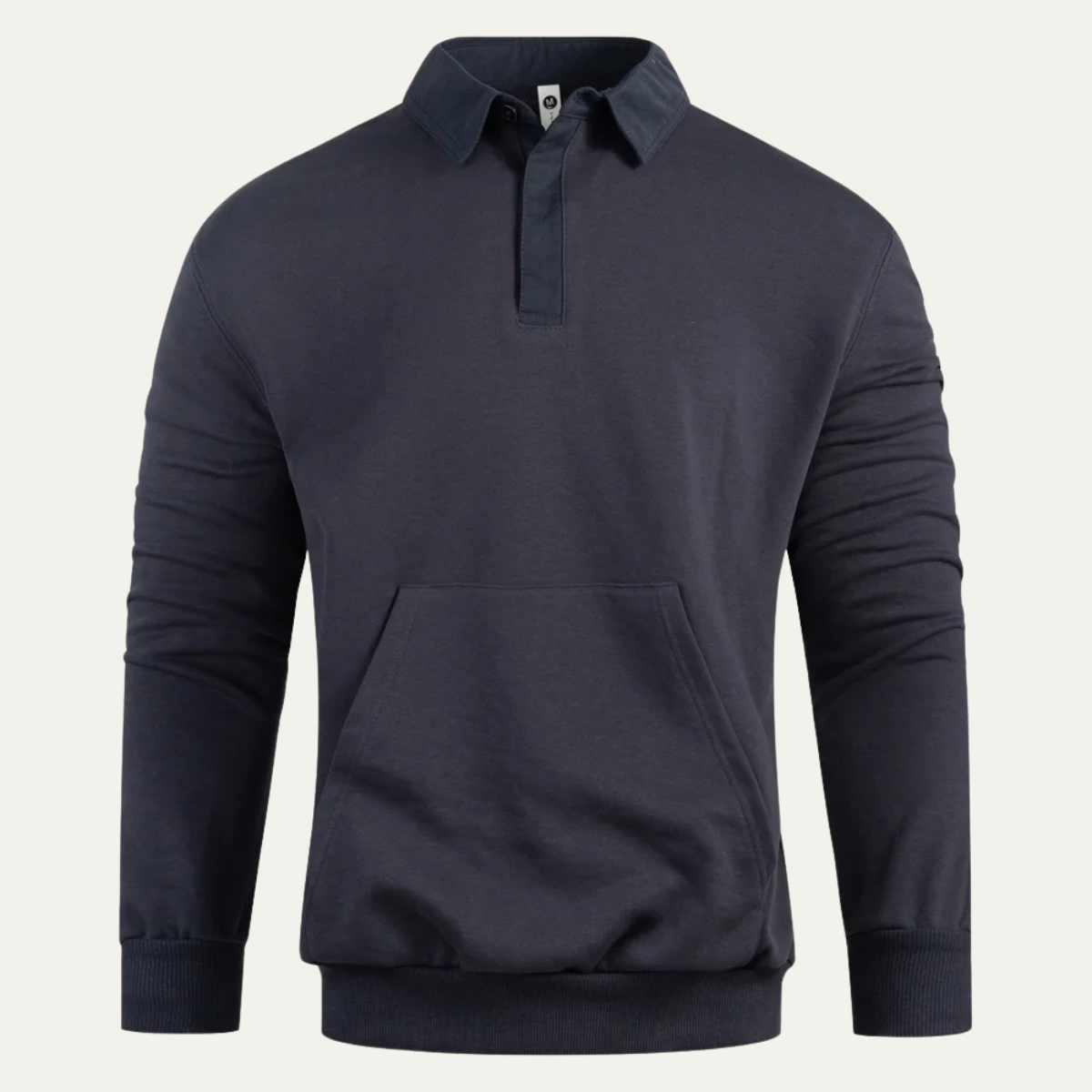 Relaxed Fit Men's Polo Fleece Sweatshirt with Pocket
