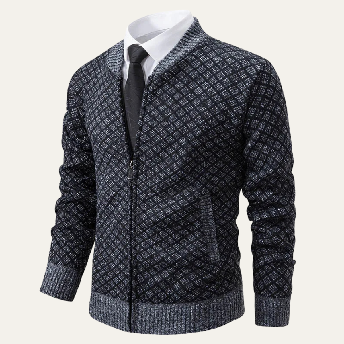 Men's Cable Knit Zipper Sweater Cardigan
