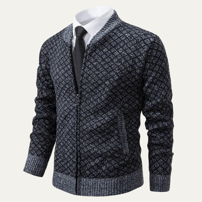 Men's Cable Knit Zipper Sweater Cardigan