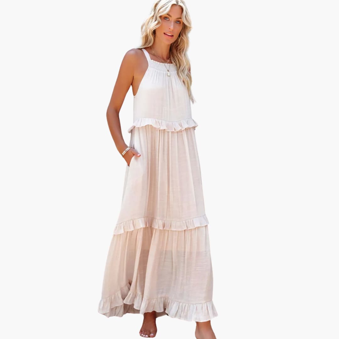 Flowy Long Dress for Women, Lightweight Ruffle Style