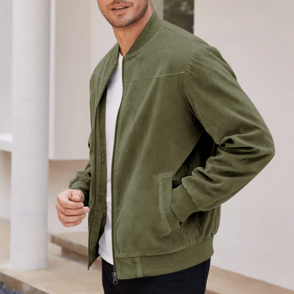 Classic Brown Leather Bomber Jacket for Men