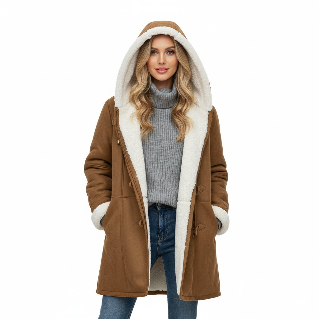 Warm Women's Parka Coat - Fleece Lined Mid Length Jacket - Nocini