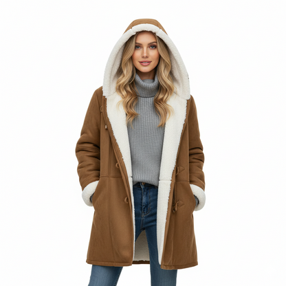 Warm Women's Parka Coat - Fleece Lined Mid Length Jacket - Nocini