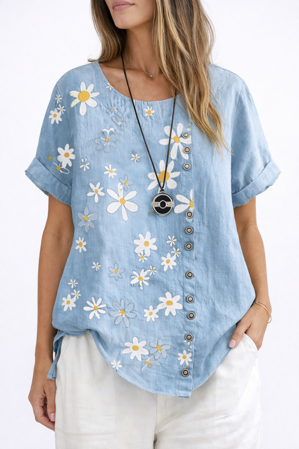 Casual Floral Short Sleeve Women's Tee