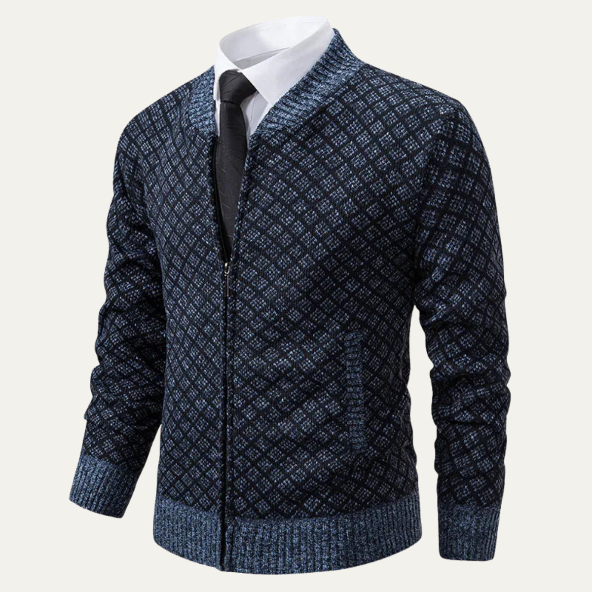 Men's Cable Knit Zipper Sweater Cardigan