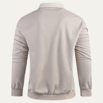 Relaxed Fit Men's Polo Fleece Sweatshirt with Pocket