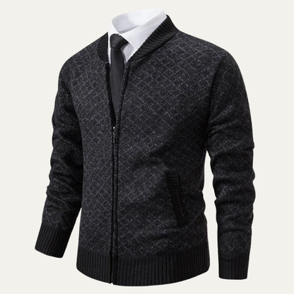 Men's Cable Knit Zipper Sweater Cardigan