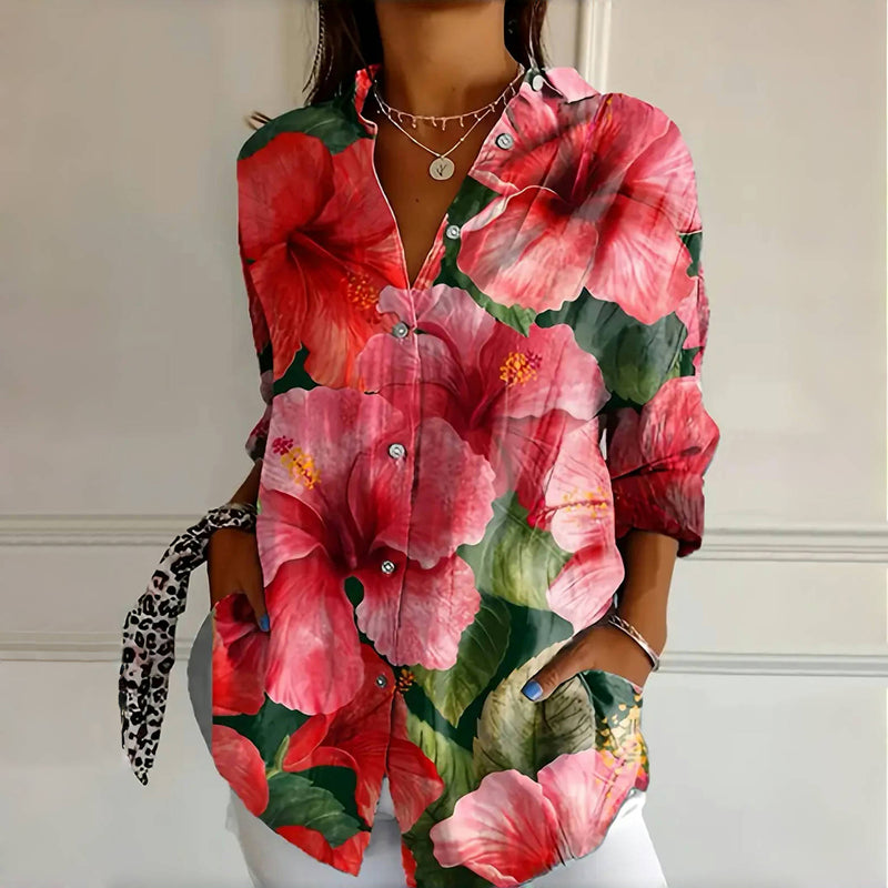 Vibrant Floral Women's Blouse - Olytrend