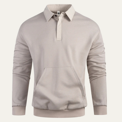 Relaxed Fit Men's Polo Fleece Sweatshirt with Pocket - Nocini