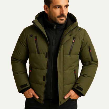 Insulated Men's Padded Hooded Down Jacket