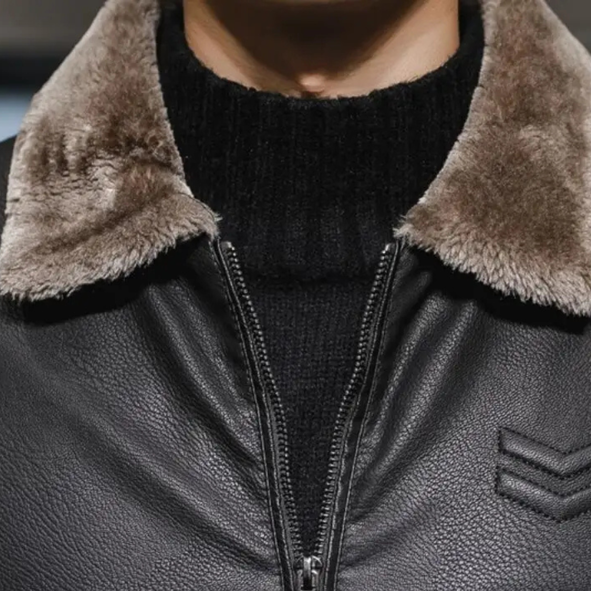 Warm Men's Faux Shearling Leather Winter Coat