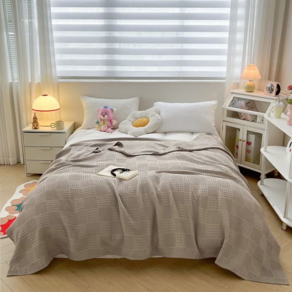 Cozy Plush Waffle Throw Blanket