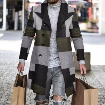 Warm Plaid Mens Winter Coat