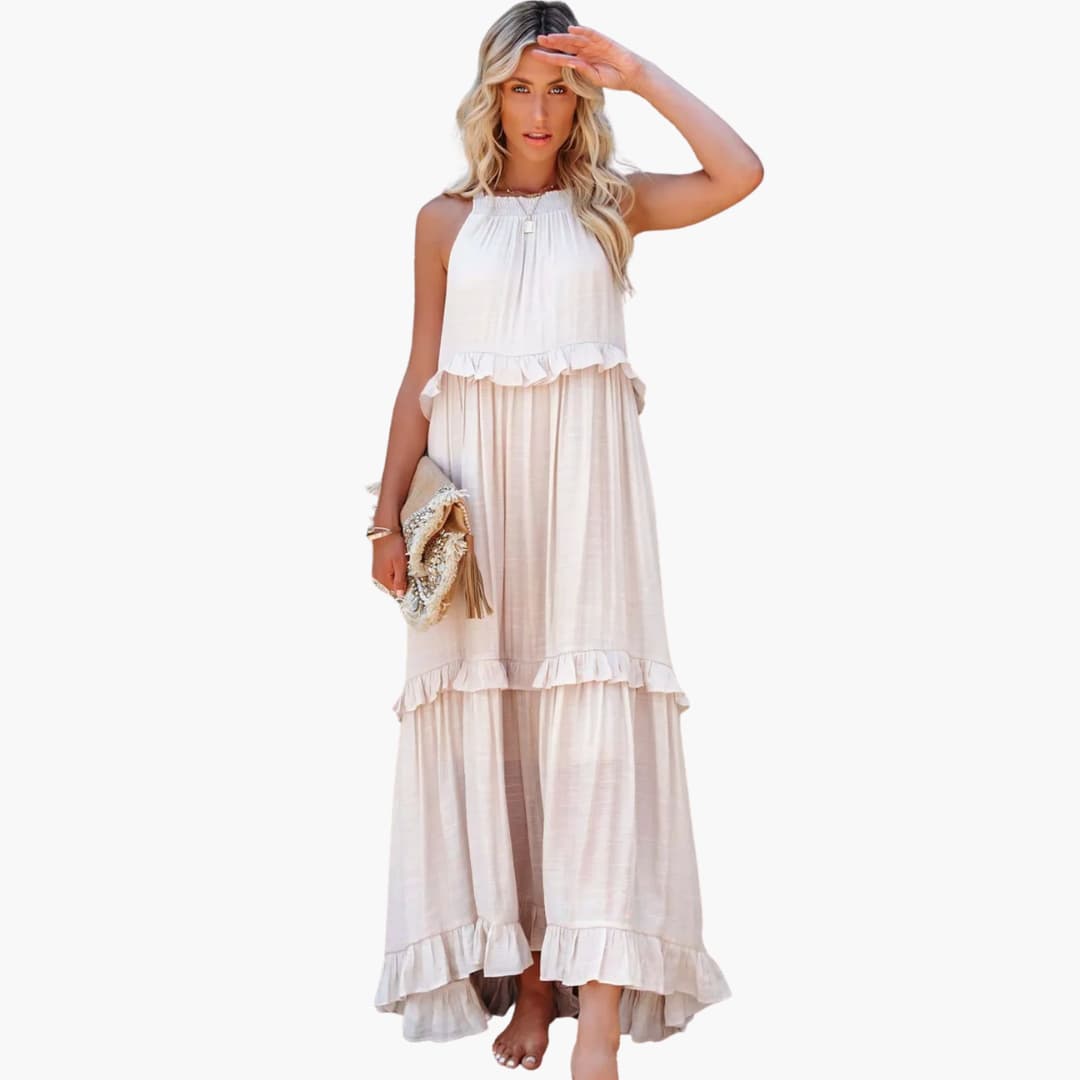 Flowy Long Dress for Women, Lightweight Ruffle Style - Olytrend