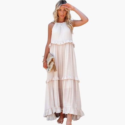 Flowy Long Dress for Women, Lightweight Ruffle Style - Olytrend
