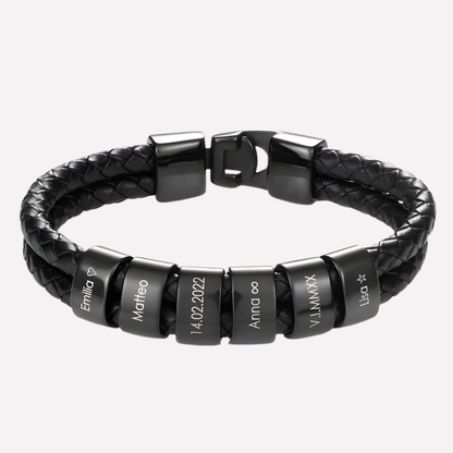 Personalized Leather Men's Beaded Wristband - Olytrend