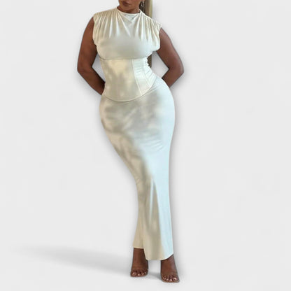 Elegant Off Shoulder Corset Maxi Dress for Women - Nocini