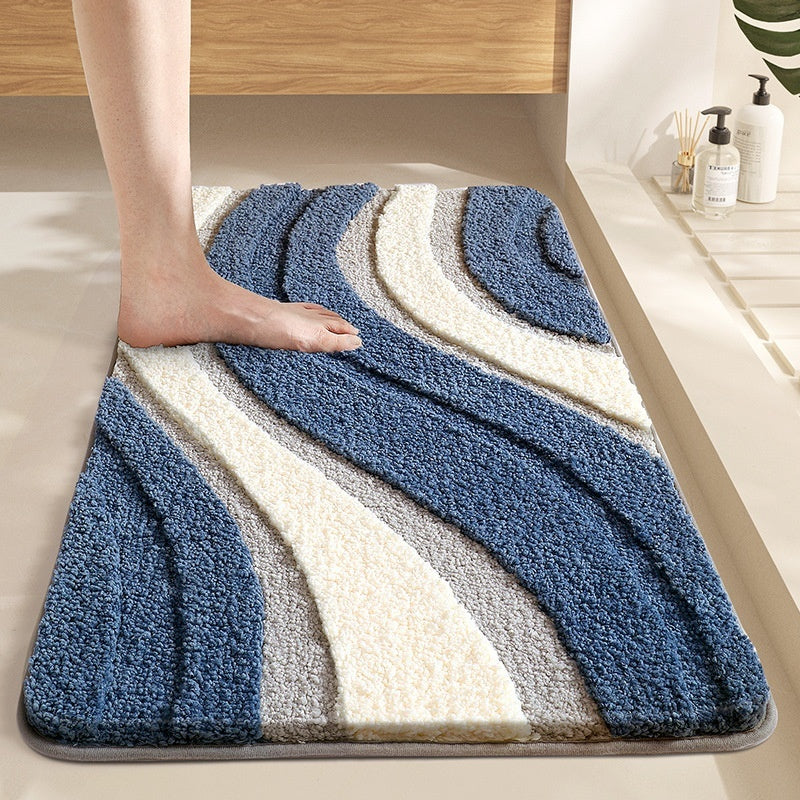 Soft Luxury Wave Bathroom Mat with Grip Backing - Nocini