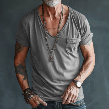 Casual Men's V-Neck Cotton T-Shirt