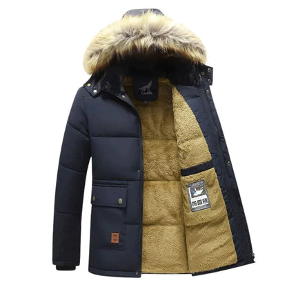 Warm Waterproof Men's Coat with Removable Hood