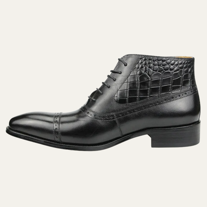 Classic Men's Leather Dress Boots Lace Up Ankle Boots
