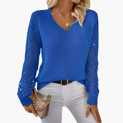 Soft Women's V-Neck Long Sleeve Knit Sweater