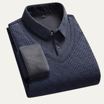 Classic Men's Chunky Knit Polo Sweater