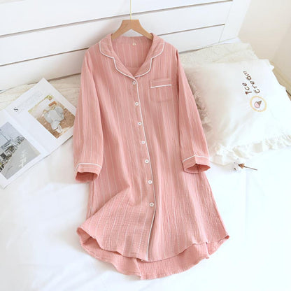 Soft Breathable Ladies Nightdress with Stripes