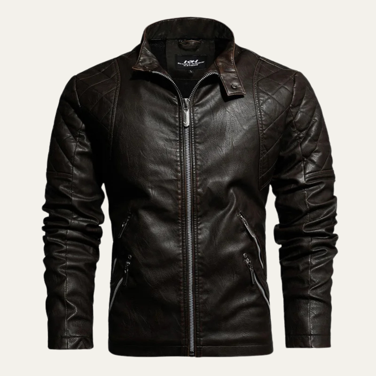 Slim Fit Classic Men's Leather Biker Jacket - Nocini