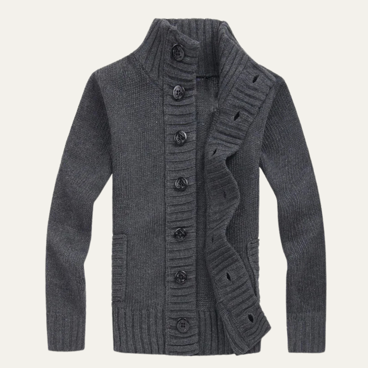 Warm Men's Crew Neck Knit Winter Cardigan Sweater