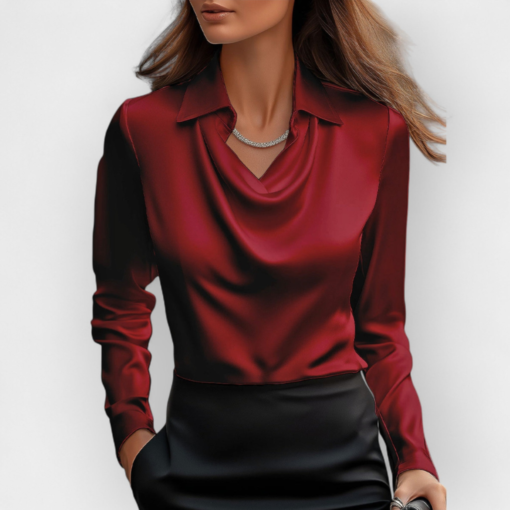 Luxurious Silk Blouse with Ruffle Neckline