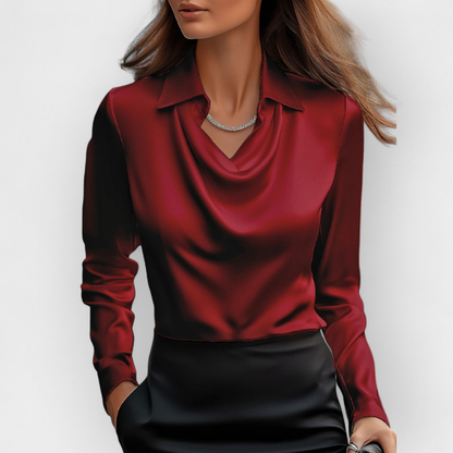 Luxurious Silk Blouse with Ruffle Neckline