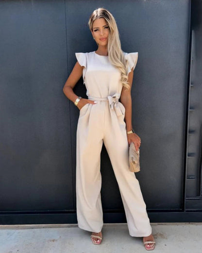 Chic Romper with Ruffle Sleeves