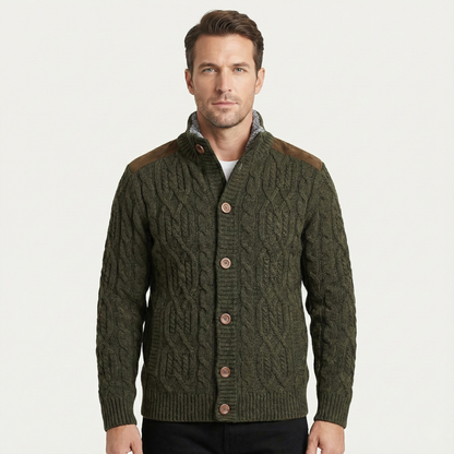 Warm Mens Wool Blend Fleece Lined Cardigan