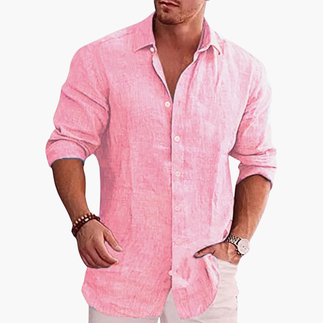 Relaxed Fit Mens Button Down Shirt for Summer