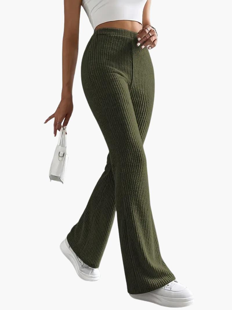 Soft High Waisted Knit Trousers for Women – Relaxed Fit Pants