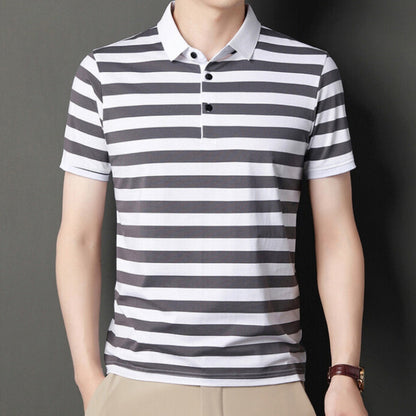 Men's Slim Fit Short Sleeve Striped Polo Shirt