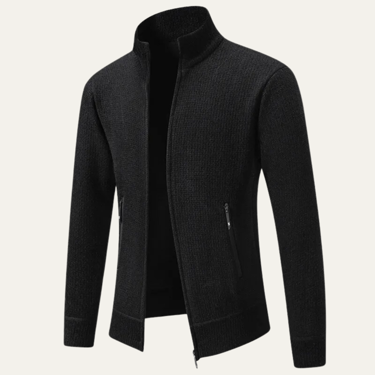 Relaxed Fit Men's Knit Zip Up Cardigan Sweater