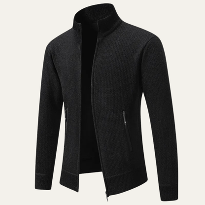 Relaxed Fit Men's Knit Zip Up Cardigan Sweater