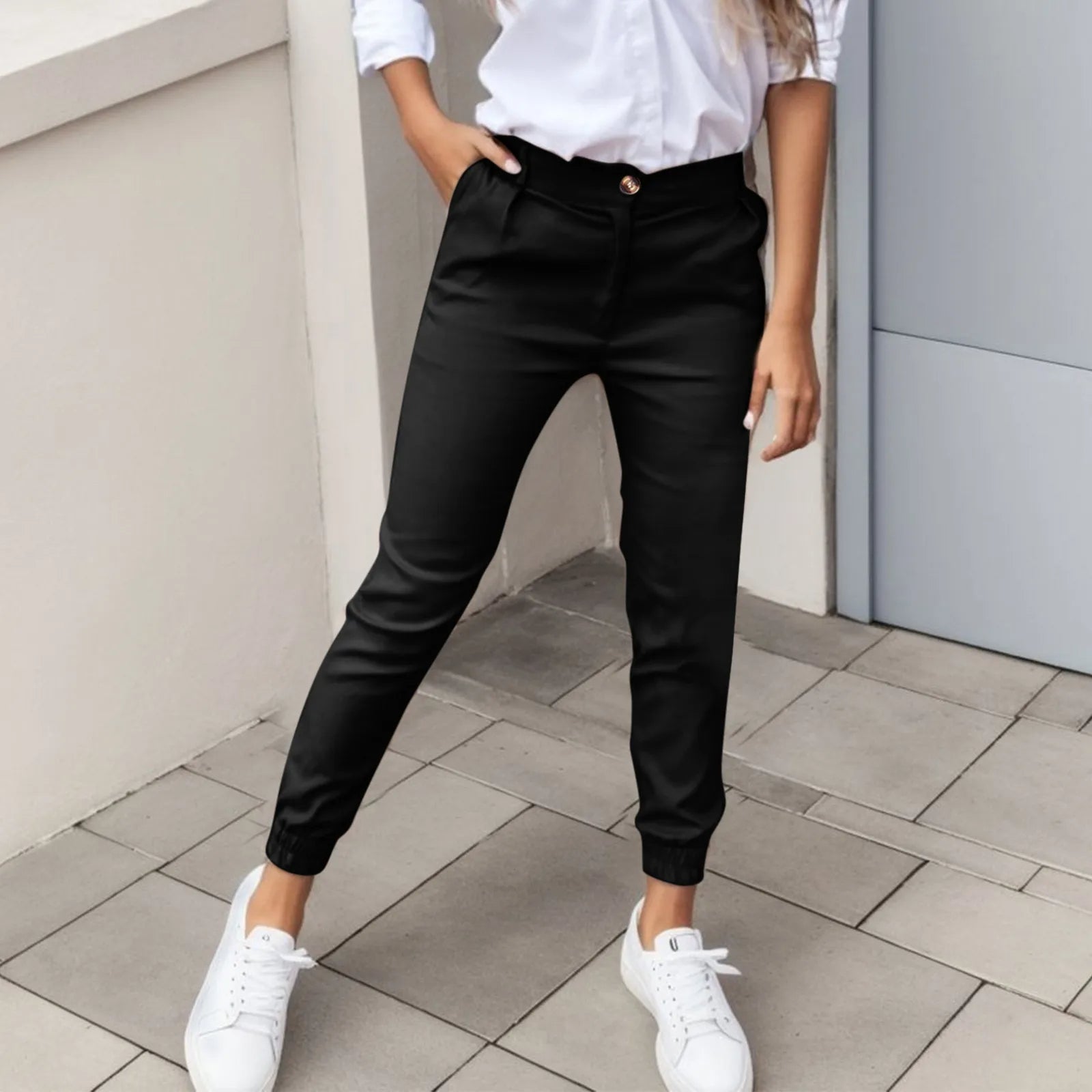 Fitted Gym Pants with Side Pockets - Olytrend