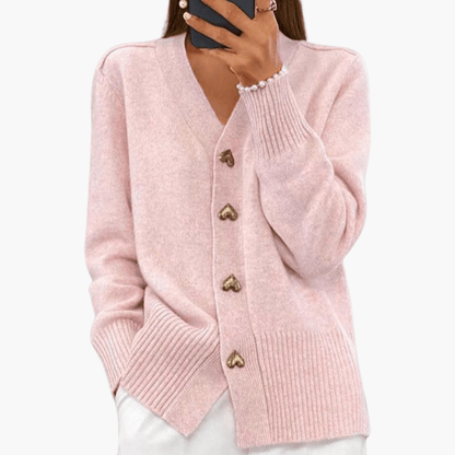 Ladies' Sweater with Cute Heart Fasteners