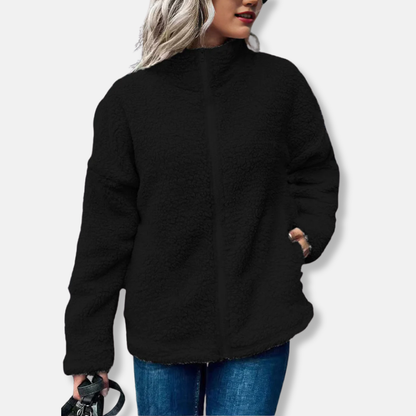 Soft Oversized Fleece Coat | High Neck Fleece Jacket