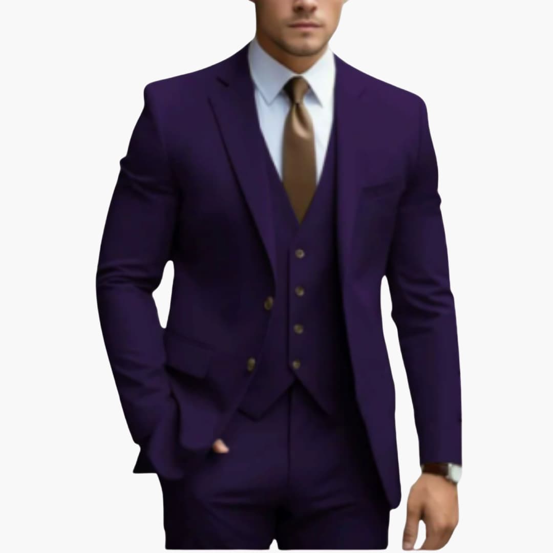 Classic Men's 3-Piece Suit with Slim Fit Trousers
