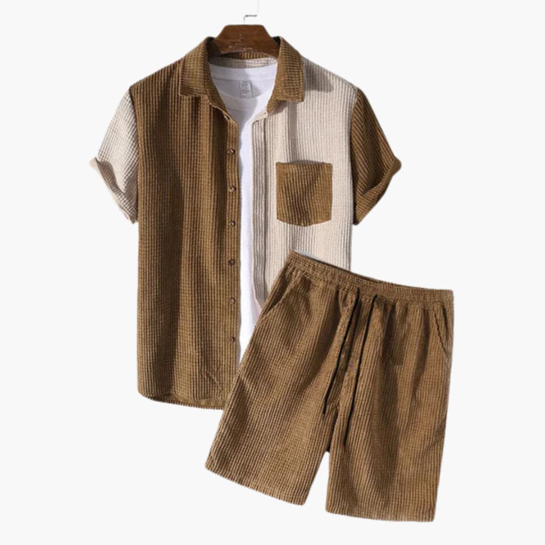 Lightweight Breathable Waffle Shirt and Shorts Set - Olytrend