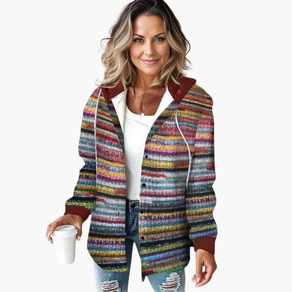 Ladies Cozy Striped Sweater Jacket