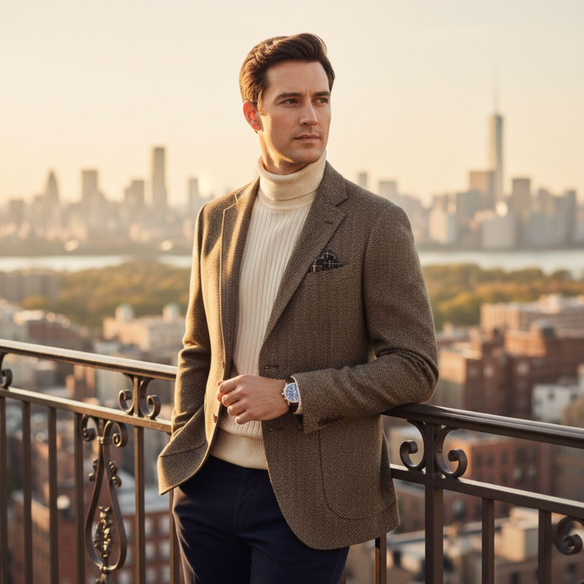 Classic Men's Tweed Business Blazer Jacket
